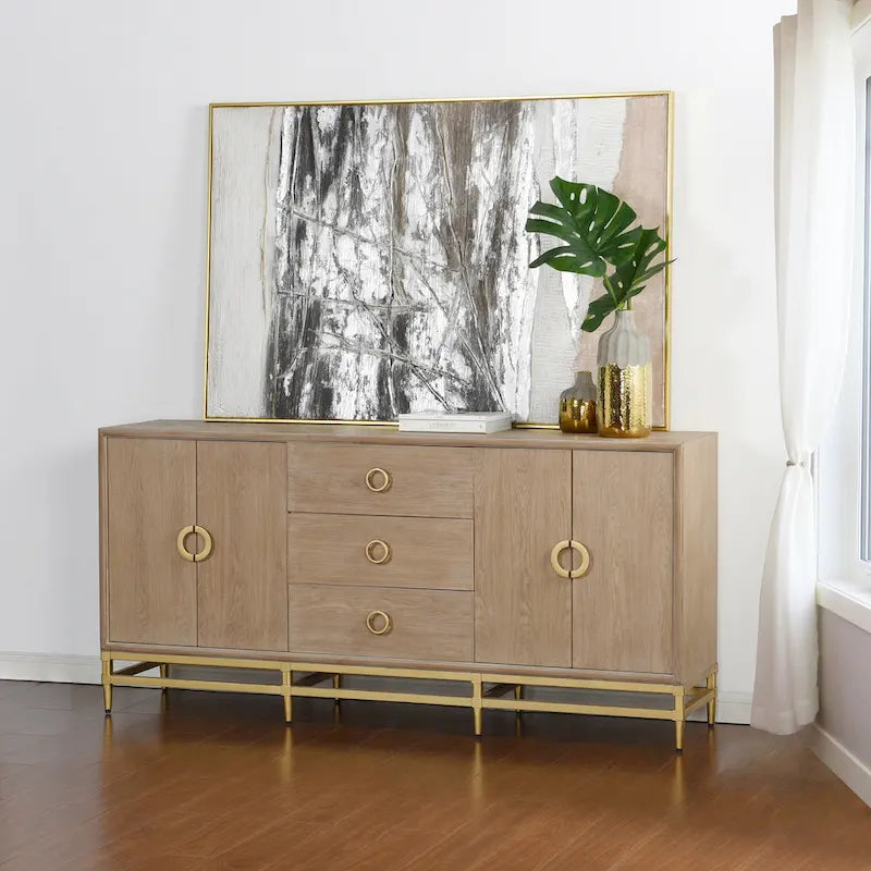 Augusta Credenza - 4 Door 3 Drawer Unit in Weathered Oak
