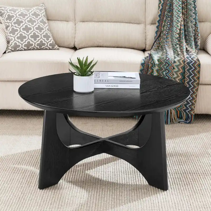 36-Inch Round Wooden Coffee Table