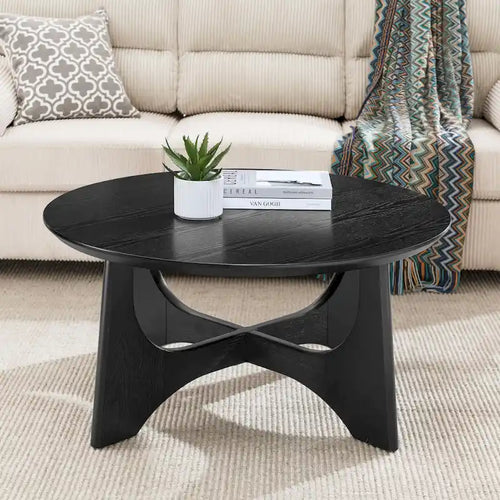 36-Inch Round Wooden Coffee Table