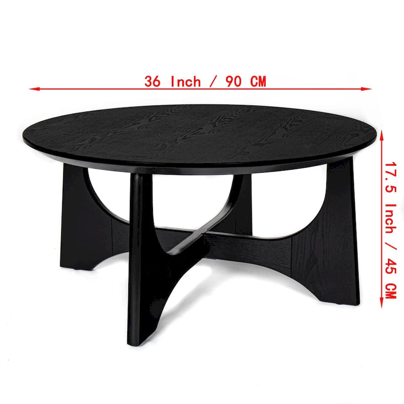 36-Inch Round Wooden Coffee Table
