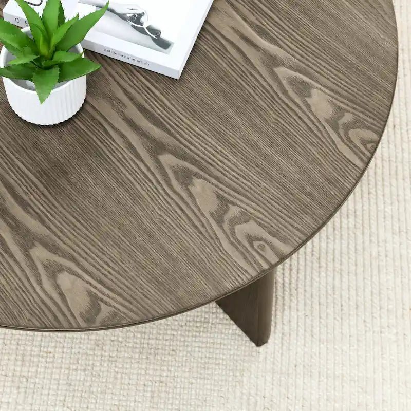 36-Inch Round Wooden Coffee Table