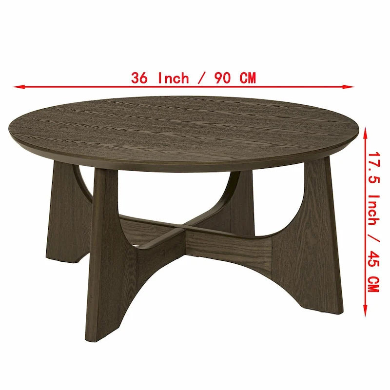 36-Inch Round Wooden Coffee Table