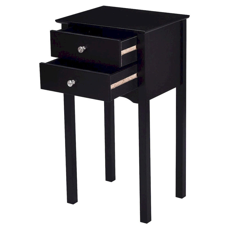 Black End Table with 2 Drawers - 16L x 13W x 30H