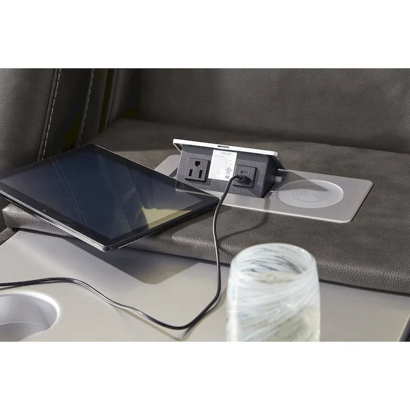 Power Reclining Sofa with LED Lights and USB Charging - 85 W x 43 D x 43 H