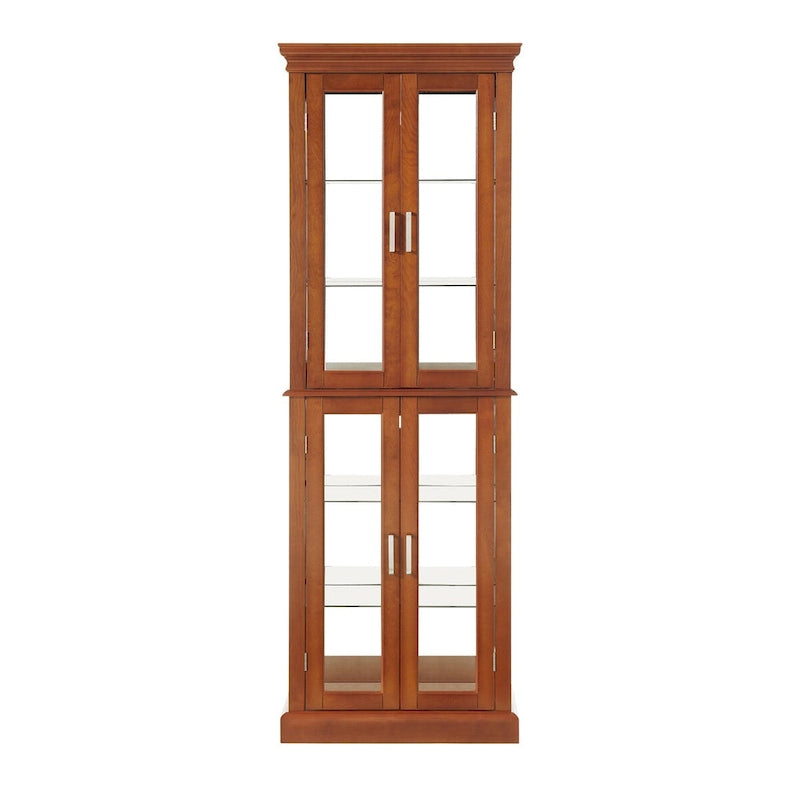 Curio Cabinet Lighted Curio Diapaly Cabinet with Adjustable Shelves, Tempered Glass Doors(E26 light bulb not included)