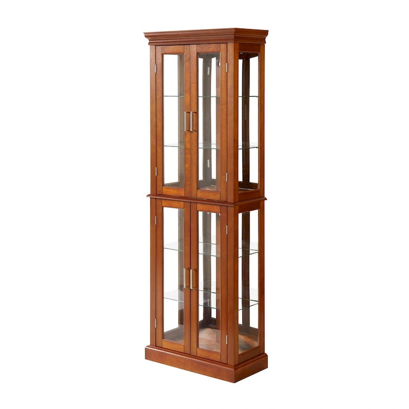 Curio Cabinet Lighted Curio Diapaly Cabinet with Adjustable Shelves, Tempered Glass Doors(E26 light bulb not included)