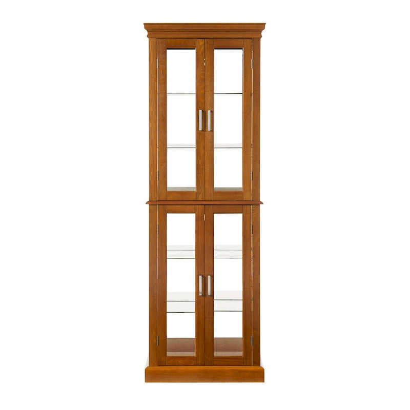Curio Cabinet Lighted Curio Diapaly Cabinet with Adjustable Shelves, Tempered Glass Doors(E26 light bulb not included)