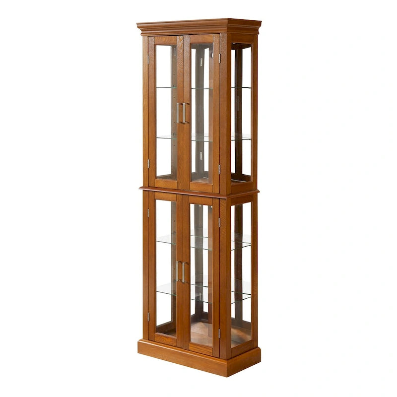 Curio Cabinet Lighted Curio Diapaly Cabinet with Adjustable Shelves, Tempered Glass Doors(E26 light bulb not included)