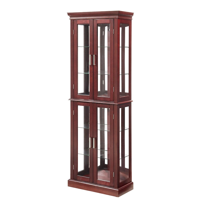 Curio Cabinet Lighted Curio Diapaly Cabinet with Adjustable Shelves, Tempered Glass Doors(E26 light bulb not included)