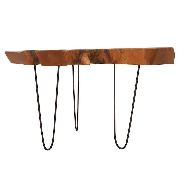 Handmade Live Edge Coffee Table with Black Metal Hairpin Legs