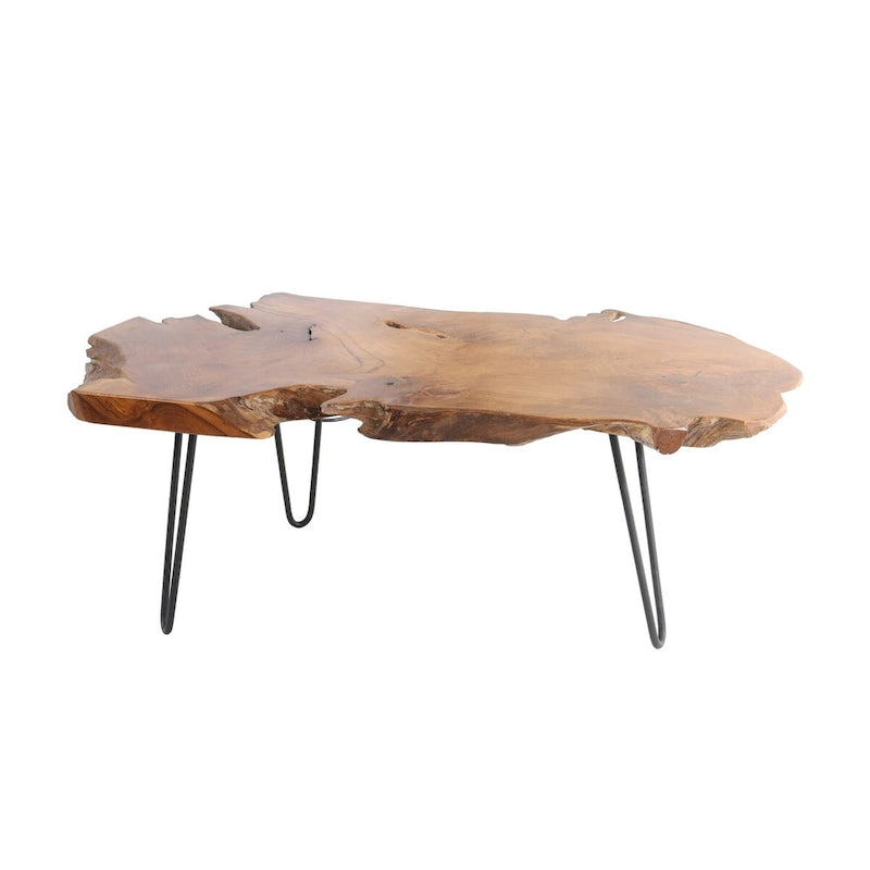 Handmade Live Edge Coffee Table with Black Metal Hairpin Legs