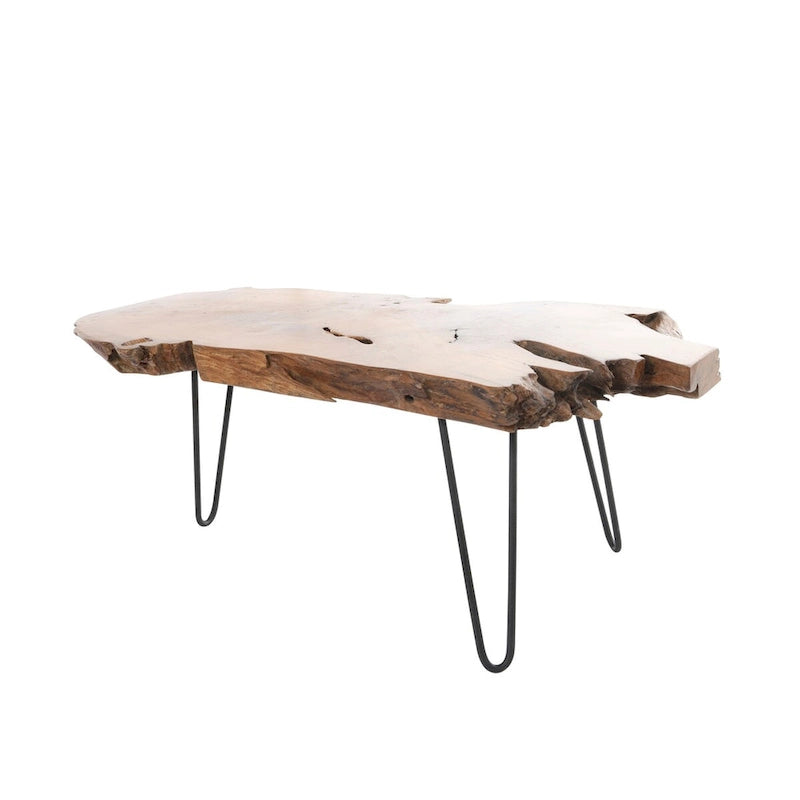 Handmade Live Edge Coffee Table with Black Metal Hairpin Legs