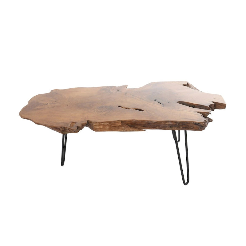 Handmade Live Edge Coffee Table with Black Metal Hairpin Legs