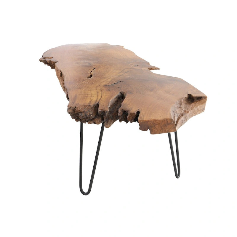 Handmade Live Edge Coffee Table with Black Metal Hairpin Legs