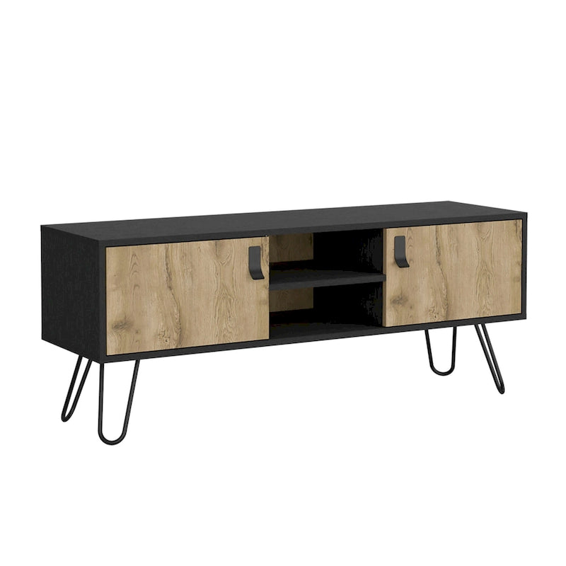 Hairpin Legs TV Stand with Dual-Tone Finish and Cable Management