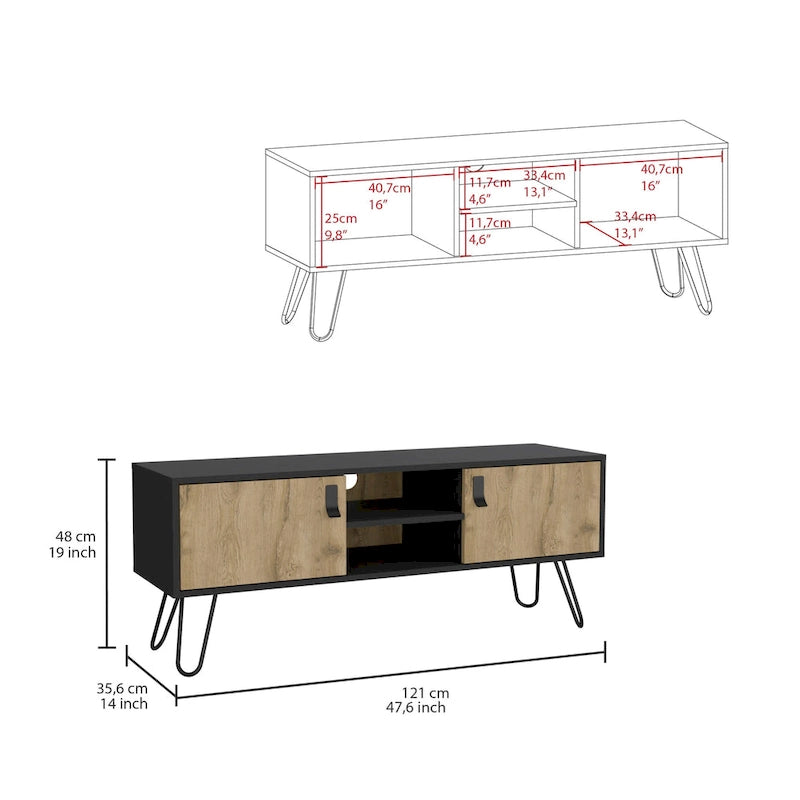 Hairpin Legs TV Stand with Dual-Tone Finish and Cable Management
