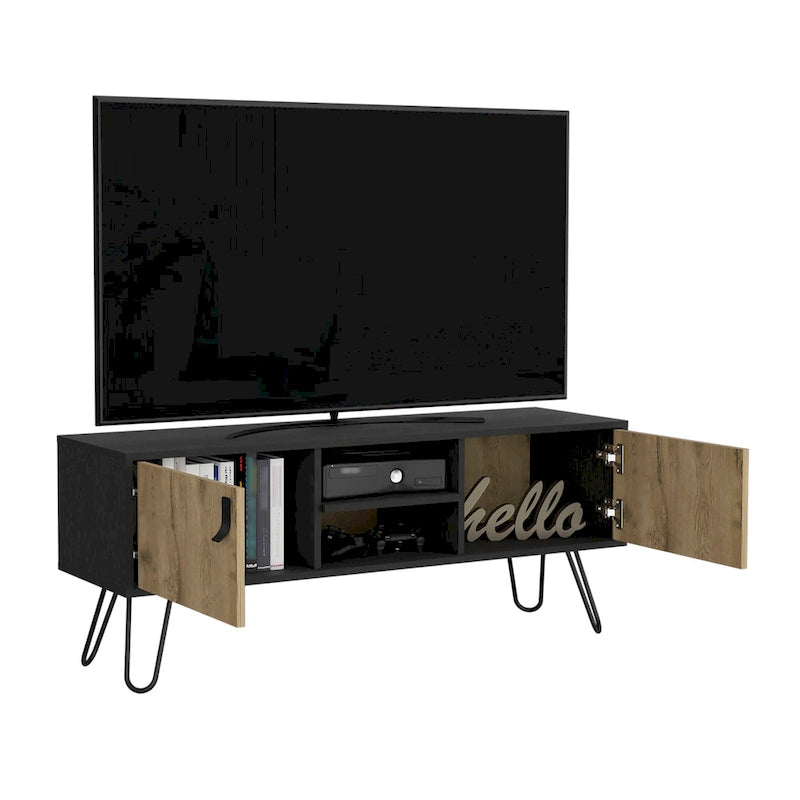 Hairpin Legs TV Stand with Dual-Tone Finish and Cable Management
