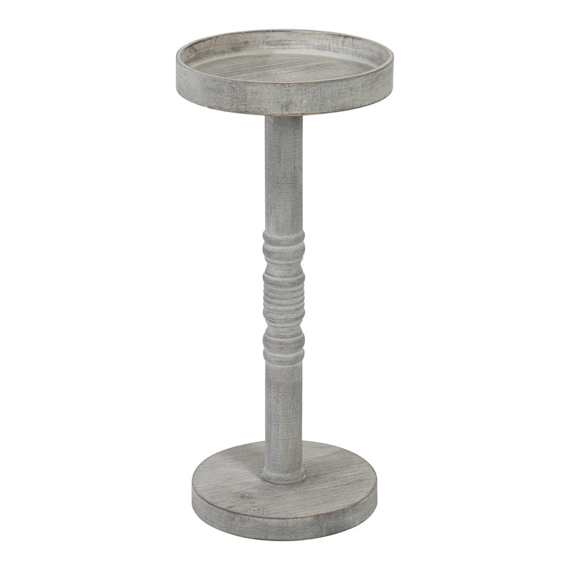 Bellport Pedestal End Table with Distressed Gray Finish - 10x10x22