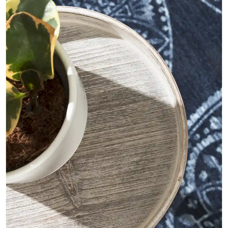 Bellport Pedestal End Table with Distressed Gray Finish - 10x10x22