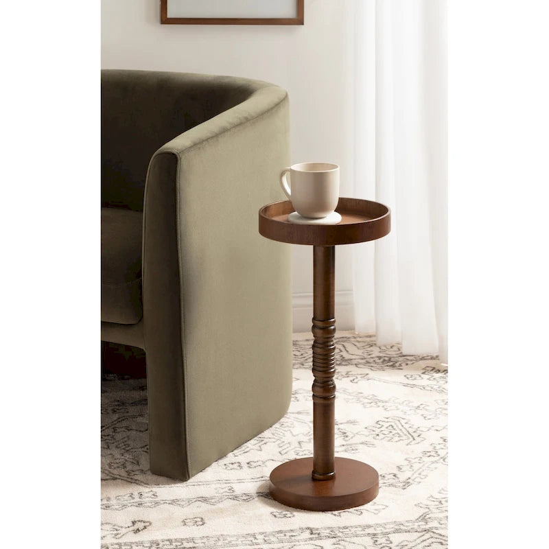 Bellport Pedestal End Table with Distressed Gray Finish - 10x10x22