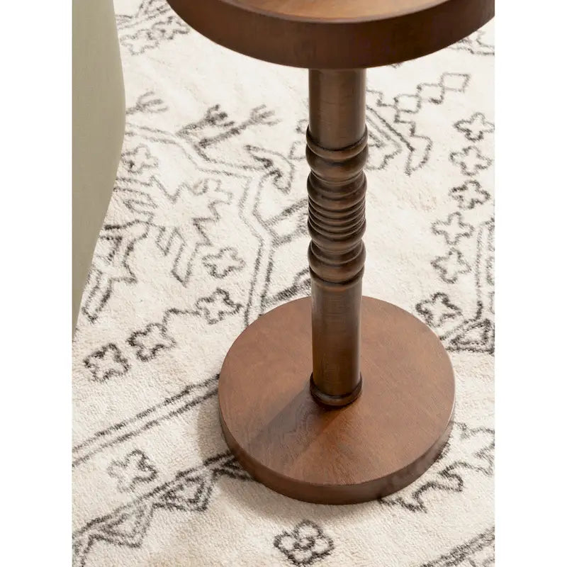 Bellport Pedestal End Table with Distressed Gray Finish - 10x10x22