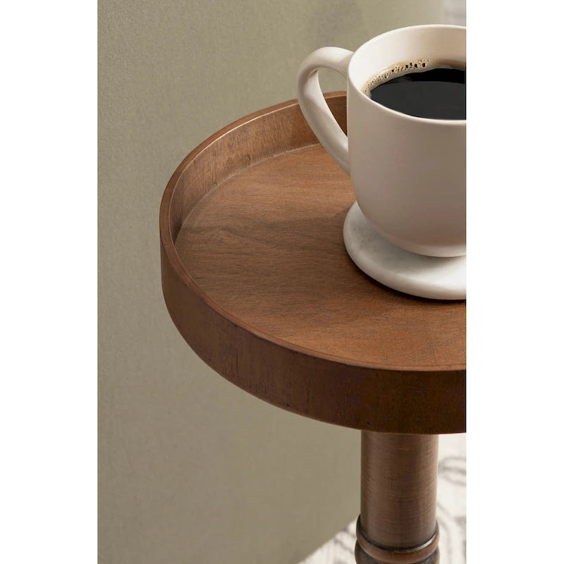 Bellport Pedestal End Table with Distressed Gray Finish - 10x10x22