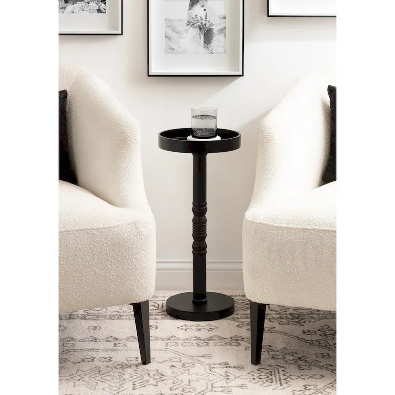 Bellport Pedestal End Table with Distressed Gray Finish - 10x10x22