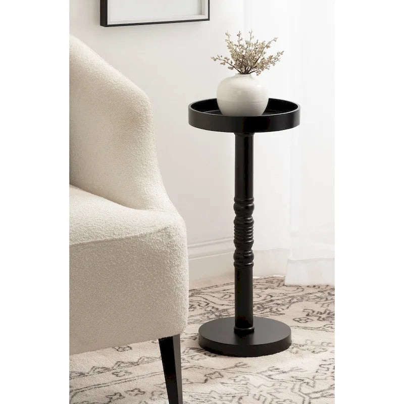 Bellport Pedestal End Table with Distressed Gray Finish - 10x10x22
