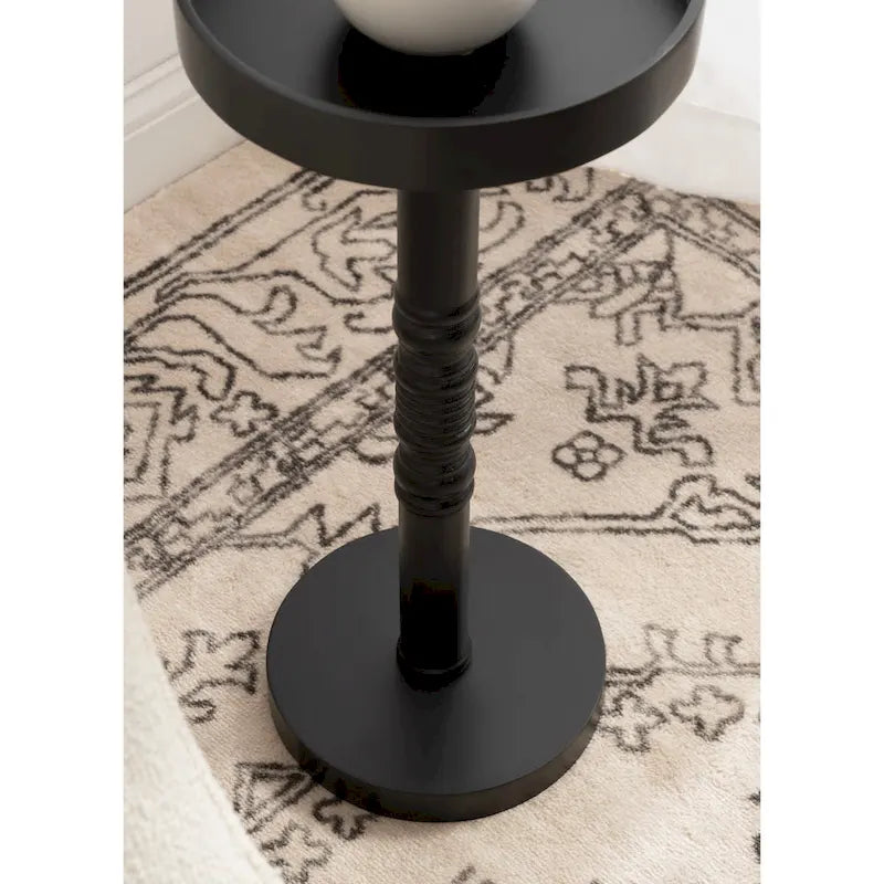 Bellport Pedestal End Table with Distressed Gray Finish - 10x10x22