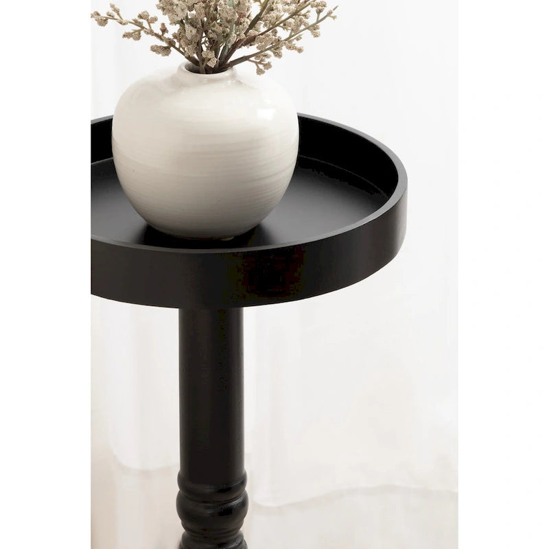 Bellport Pedestal End Table with Distressed Gray Finish - 10x10x22