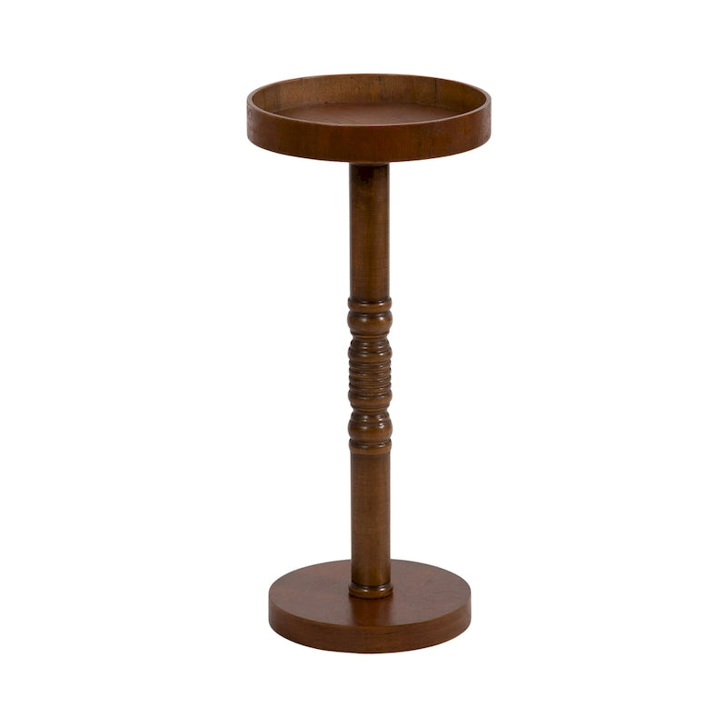Bellport Pedestal End Table with Distressed Gray Finish - 10x10x22