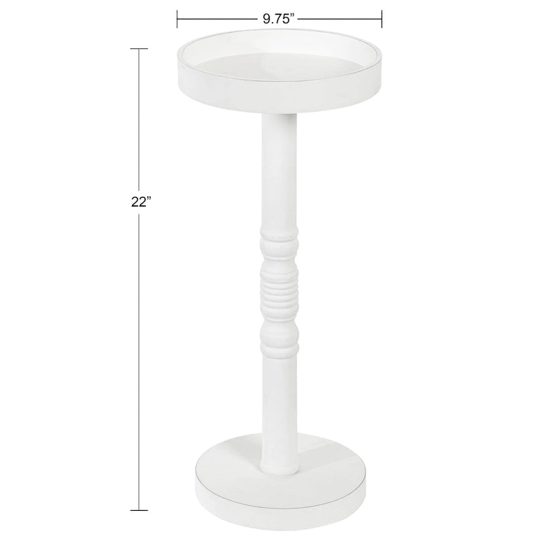 Bellport Pedestal End Table with Distressed Gray Finish - 10x10x22