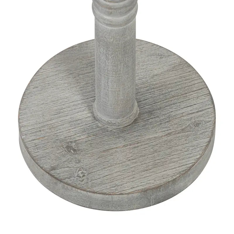 Bellport Pedestal End Table with Distressed Gray Finish - 10x10x22