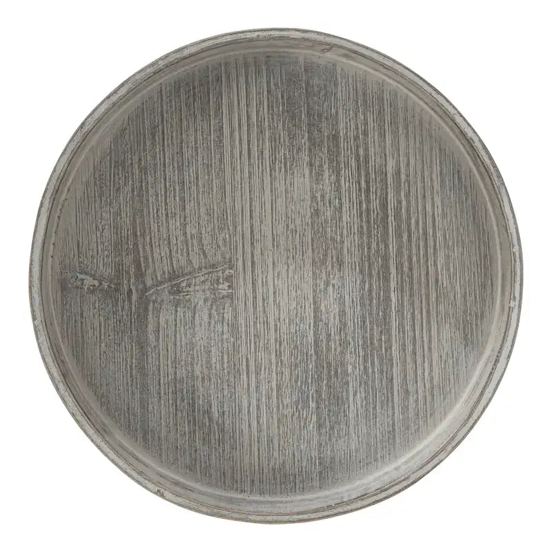 Bellport Pedestal End Table with Distressed Gray Finish - 10x10x22