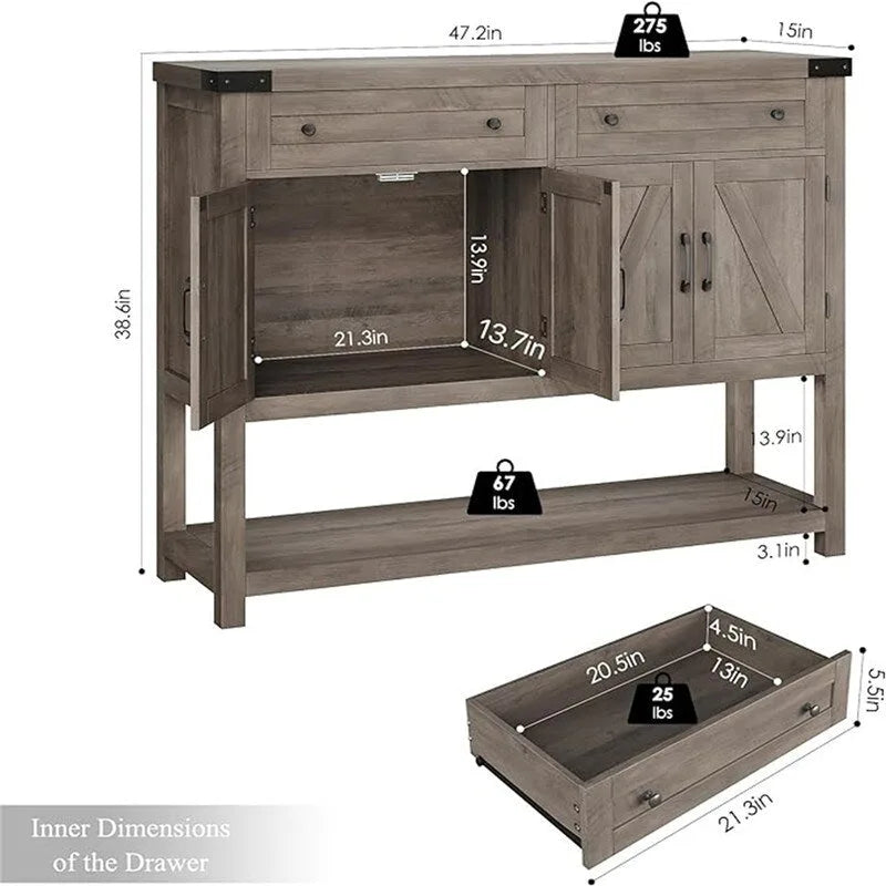 Buffet Cabinet - 14.96D x 47.24W x 38.58H