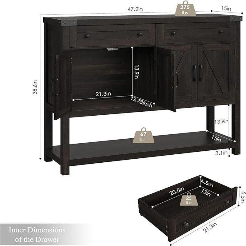 Buffet Cabinet - 14.96D x 47.24W x 38.58H