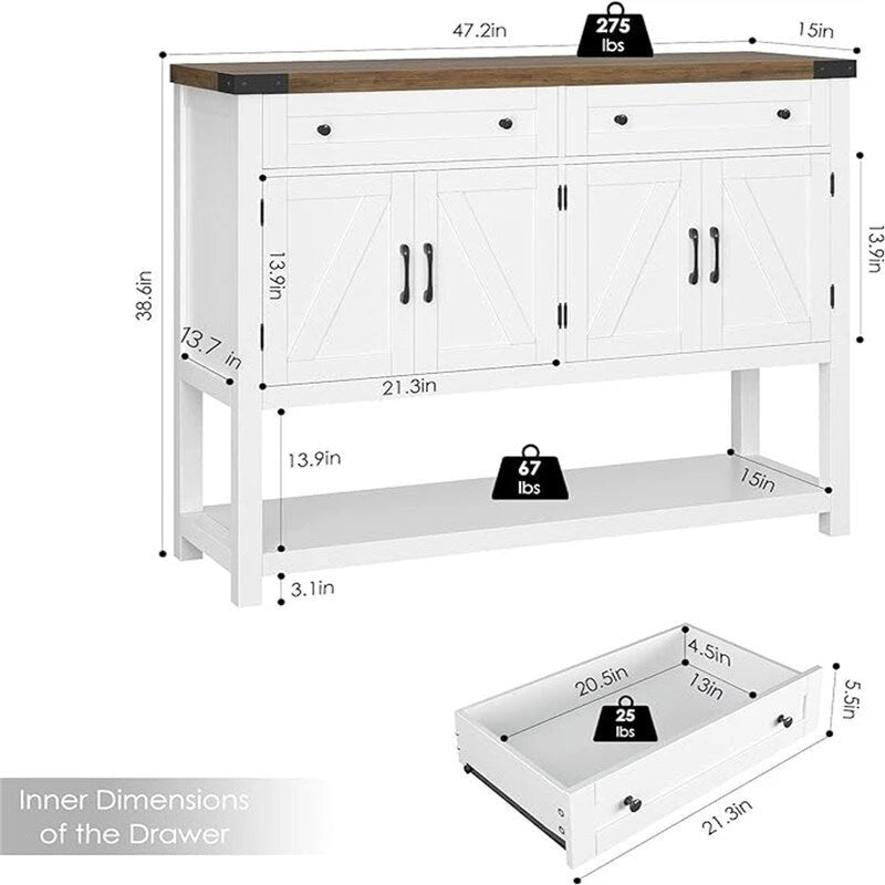 Buffet Cabinet - 14.96D x 47.24W x 38.58H