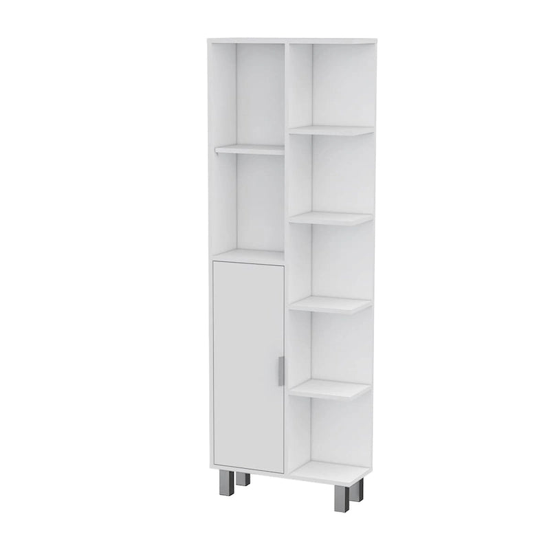 Modern White 9-Shelf Linen Cabinet for Bathroom