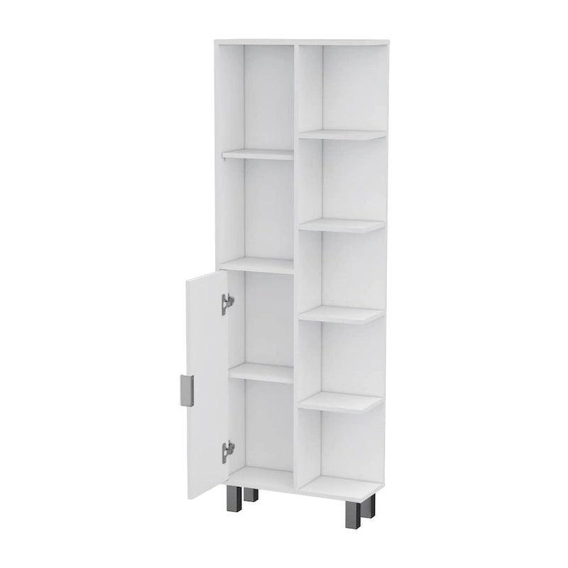 Modern White 9-Shelf Linen Cabinet for Bathroom