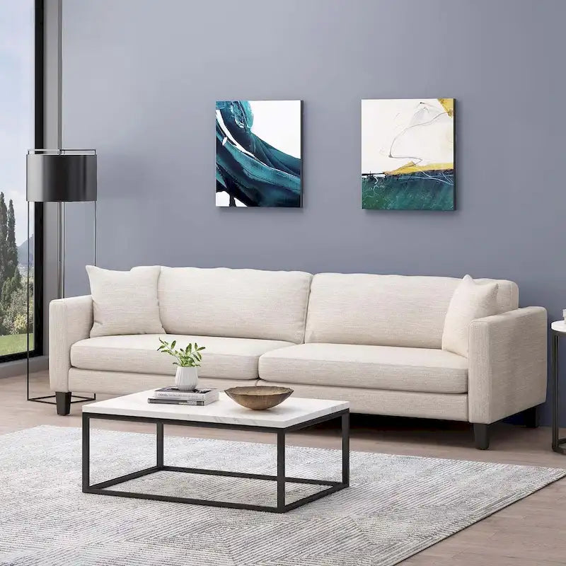 Comfy 3-Seat Sofa with Wooden Legs, Modern Style for Living Room and Study