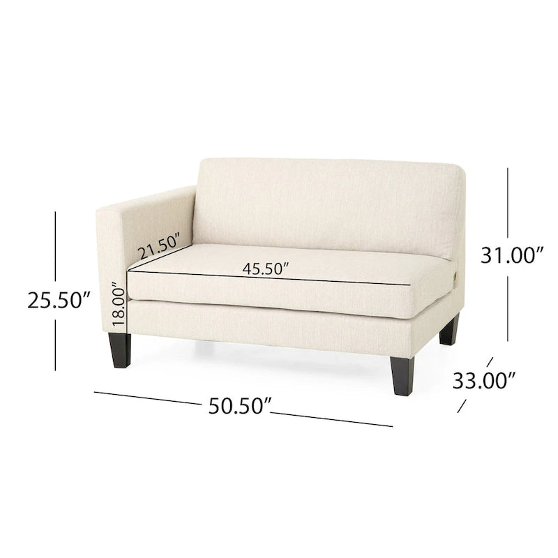 Comfy 3-Seat Sofa with Wooden Legs, Modern Style for Living Room and Study