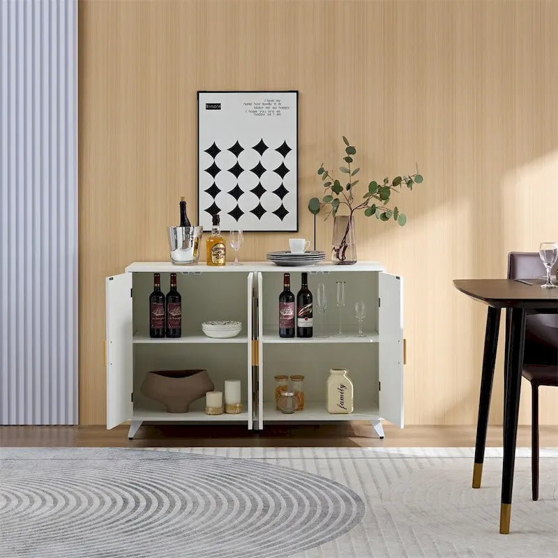 Sideboard Buffet Cabinet With 4 Doors And Removable Shelves