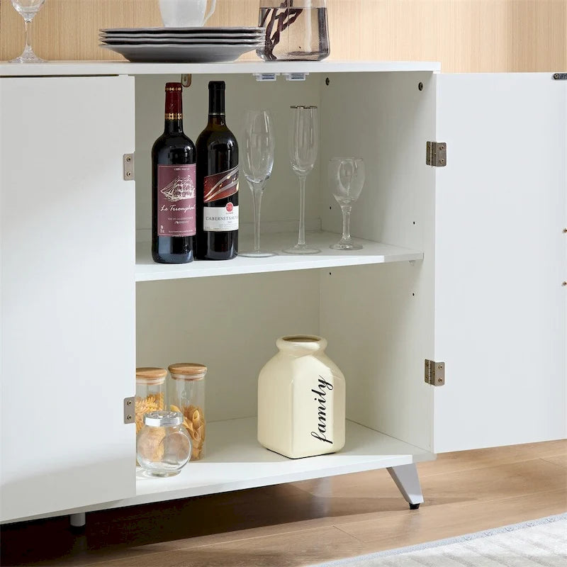 Sideboard Buffet Cabinet With 4 Doors And Removable Shelves